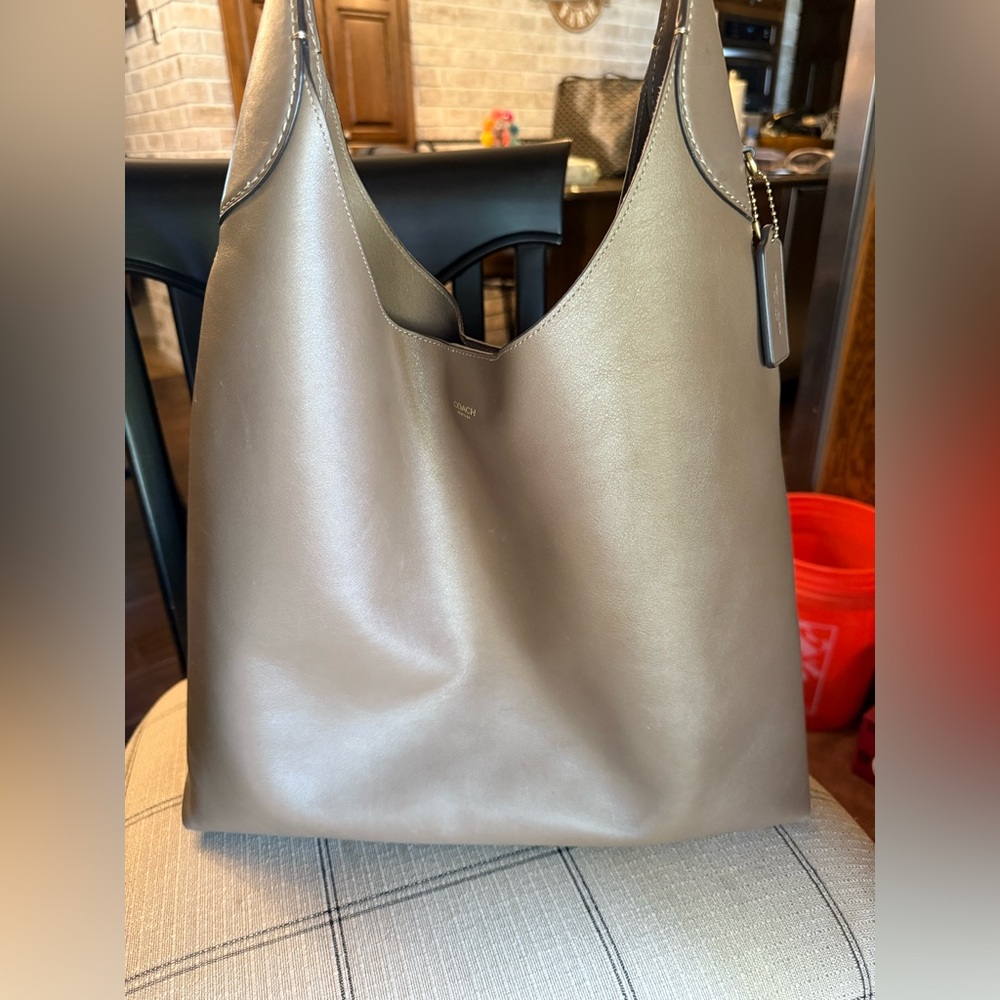 Coach Taupe Leather Hobo Shoulder Bag